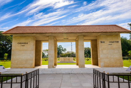 Main Gate of  Chong-Kai War Cemetery at Kanchanaburi, Thailand. The cemetery contains the remains of 1,750 Allied prisoners during world war two.のeditorial素材