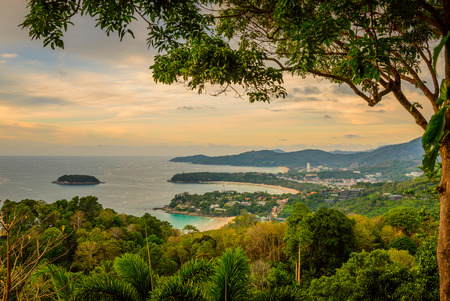 Landscape of Phuket View Point, Karon Beach, Kata Beach, Taken from Karon Viewpoint. Located in Phuket Province, Thailand.の写真素材