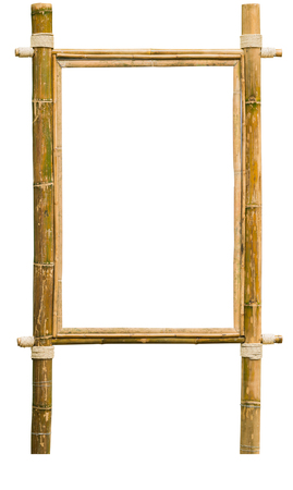 wood frame made from bamboo isolated on white background with clipping pathの写真素材