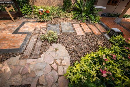 design and decorative garden, walk way around the house