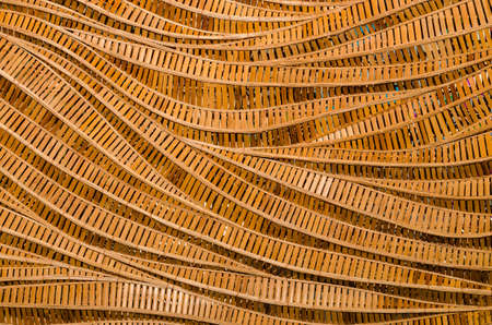 modern style pattern nature background of wave brown handicraft weave texture bamboo surface for decorative wallの写真素材