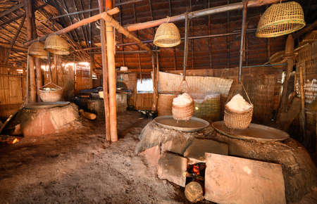 Traditional Boiling rock salt  production process, Sapan, Nan province, Thailandの写真素材