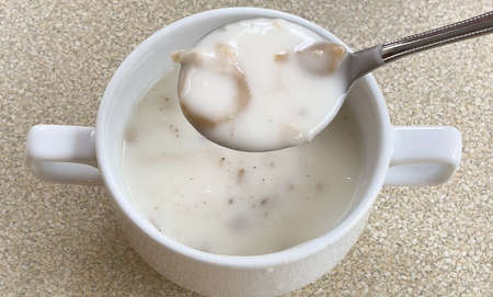 mushroom soup, Cream of mushroom soup or creamy mushroom soup or ladling soup