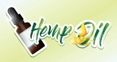CBD oil and of  Cannabis essence oil drop logo design,Marijuana leaf. Medical cannabis. Hemp oilのイラスト素材