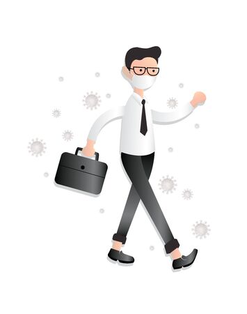 Business people walking to the office are working Without fear of disease Covid-19 Coronavirusのイラスト素材