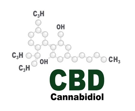 chemical formula medical of Marijuana and cannabis CBD oil white backgroundのイラスト素材