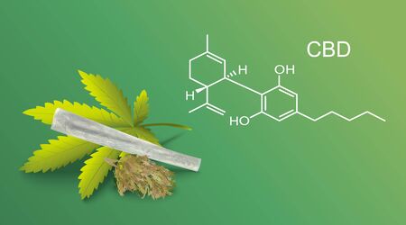 chemical formula medical of Marijuana and cannabis CBD oil nature backgroundのイラスト素材