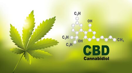 chemical formula medical of Marijuana and cannabidiol CBD oil nature backgroundのイラスト素材