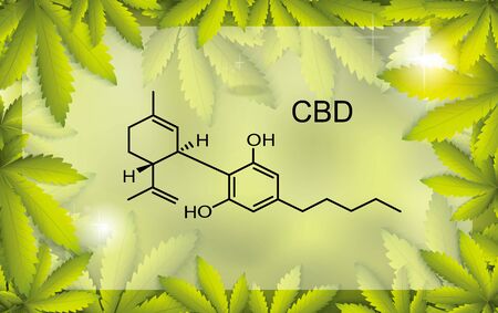 chemical formula medical of Marijuana and cannabis CBD oil nature backgroundのイラスト素材
