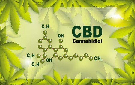 chemical formula medical of Marijuana and cannabis CBD oil nature backgroundのイラスト素材