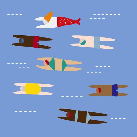 Exercise by swimming to keep your body healthy.のイラスト素材