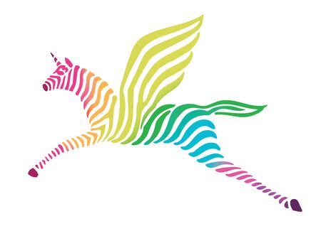 magic unicorn rainbow LGBTQ stripes logo designのイラスト素材