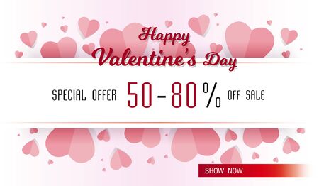 valentine's day on my heart sale 50-80 % and The heart shaped light cord backgoundのイラスト素材