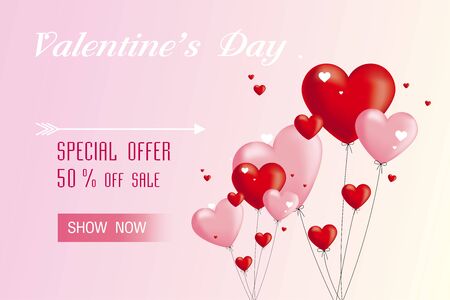 valentine's day on my heart sale 50 % and The heart shaped light cord backgoundのイラスト素材