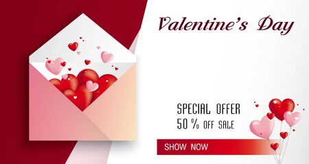 valentine's day on my heart sale 50 % and The heart shaped light cord backgoundのイラスト素材