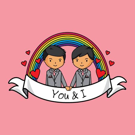 you and i poster boy love wedding gay LGBTQ logo happyのイラスト素材