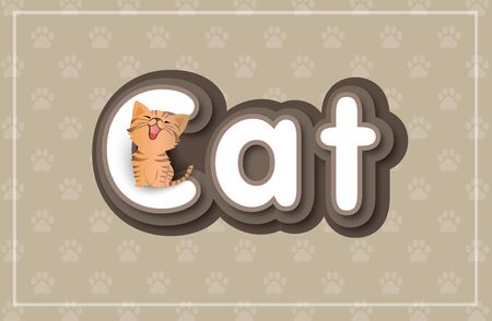 typography design logo cat design on pet brown background Template Vectorのイラスト素材
