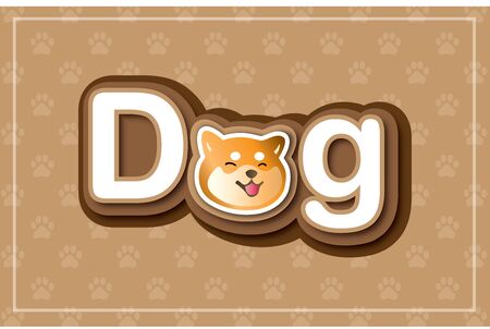 typography design logo dog shiba design on pet brown background Template Vectorのイラスト素材