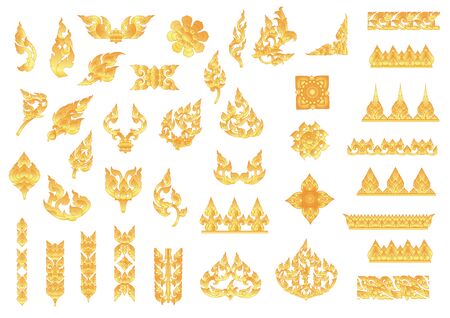 Thai art decoration and Set of Line Thai Art, Icons Vector Illustration.のイラスト素材