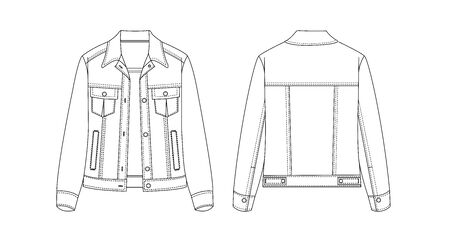 Long sleeve shirts jeans Flat fashionのイラスト素材