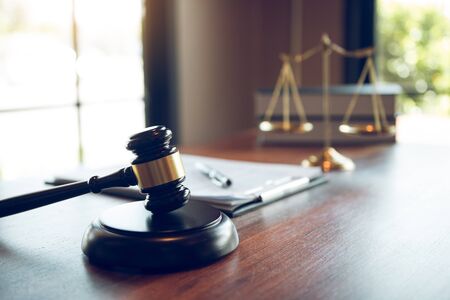 Judge gavel at the judicial office for judicial matters.
