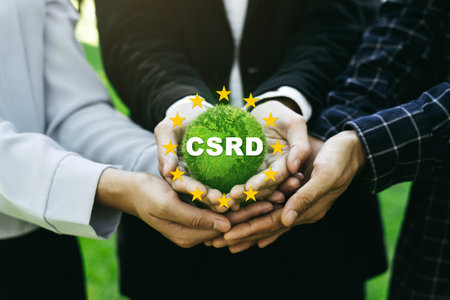 Corporate Sustainability Reporting Directive (CSRD) Concept. The European Union and financial reporting standards regarding sustainability disclosures.の写真素材