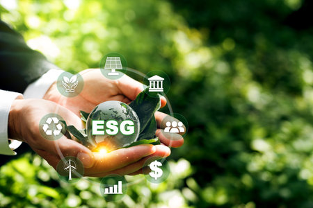ESG concept of environmental, social and governance. Sustainable corporation development. Recommends taking environmental issues, social issues and corporate governance issues into account.の写真素材