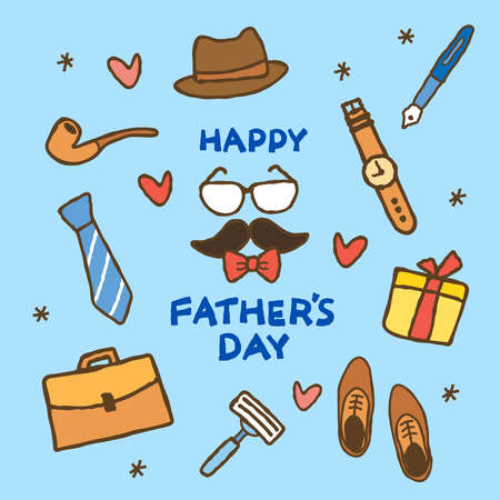 Happy Father's Day ! Set of Father's Day cute doodle. Design element for card, poster, banner, flyer and other us.のイラスト素材