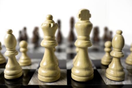 Chess Board and Wooden Pieces