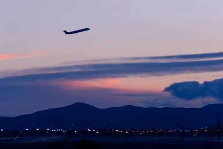 Commercial Airliner taking off from Las Vegasの写真素材