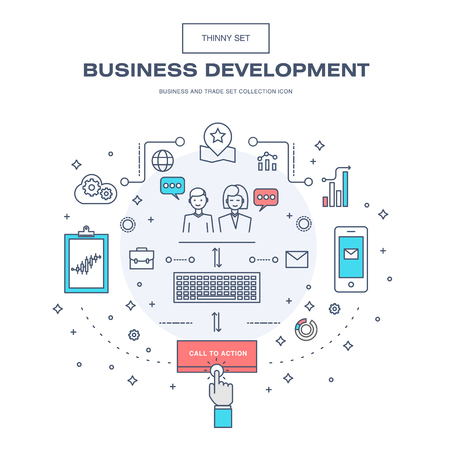 Modern thin line business icons set of application development  idea concept, information and mobile technologies vectors collection in flat Styleのイラスト素材