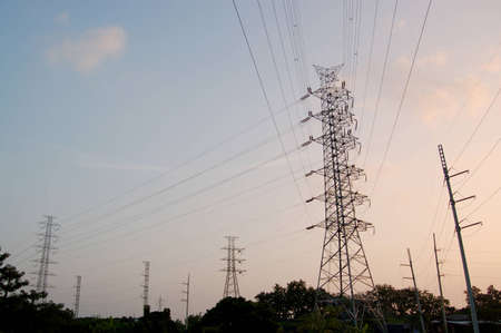 The big pylons on sunset background