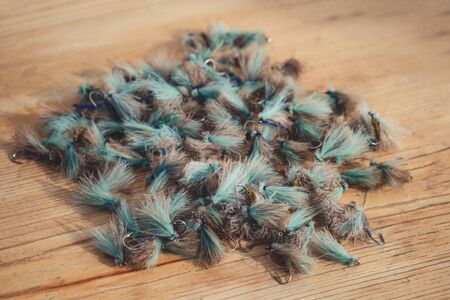 A selection of Traditional Trout Fishing Fliesの写真素材