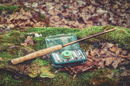 Flies for salmon fishing. Fly fishing gear.の写真素材