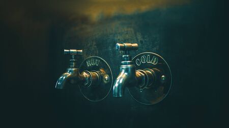 Hot and cold water taps.