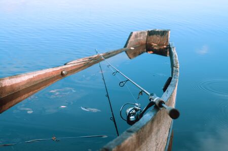 Spinning is on board the boat.の写真素材