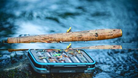 Box with flies. Fly fishing and tenkara.の写真素材