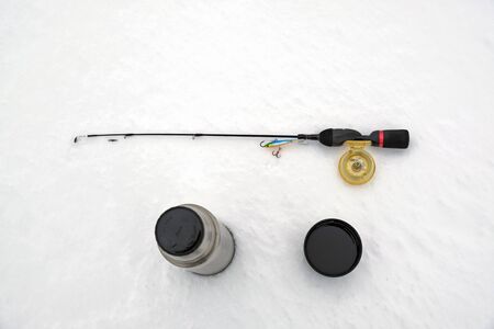 Fishing gear for winter fishing.の写真素材