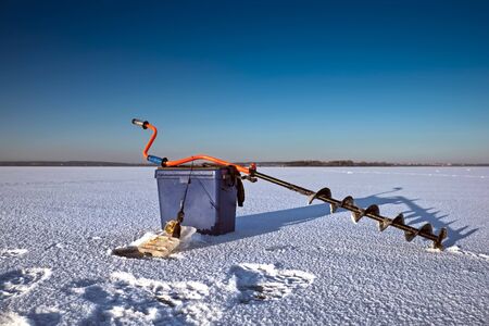 Fishing tackle for winter fishing.の写真素材