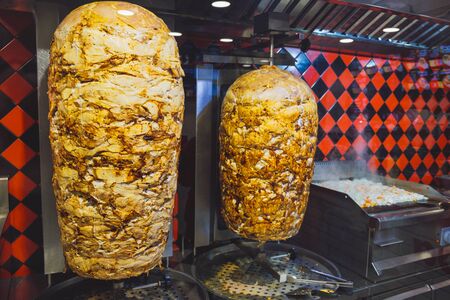 The meat is cooked for shawarma.