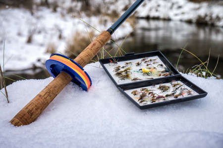 Tenkara. Fly box.の写真素材