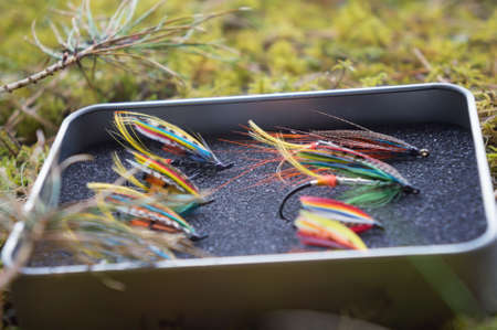 Fly fishing flies / lures for salmonの写真素材