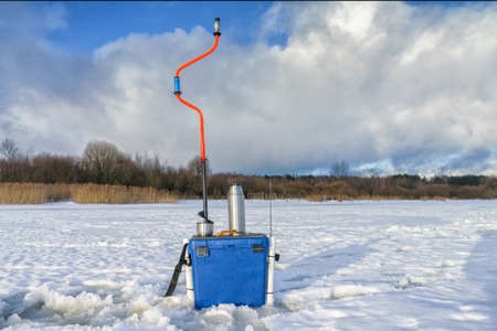 equipment for ice fishing.の写真素材