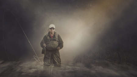 Fisherman Fly fishing.の写真素材