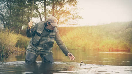 Fisherman Fly fishing.の写真素材