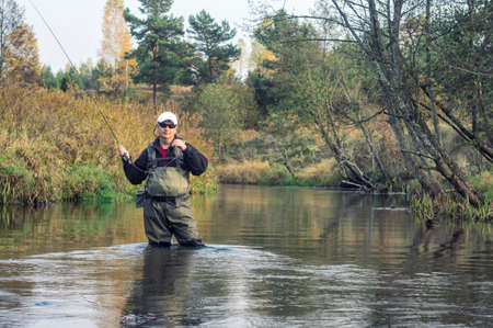Fisherman Fly casting.の写真素材