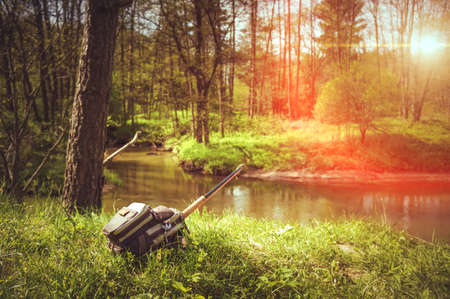 Fishing with a tenkara. Fishing gear.の写真素材