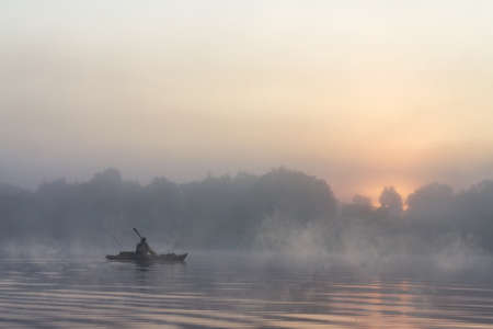 Fishing on the kayak.の写真素材