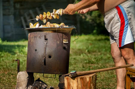 Cooking mushrooms background.の写真素材