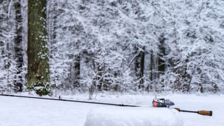 Winter fishing. Fishing gear.の写真素材